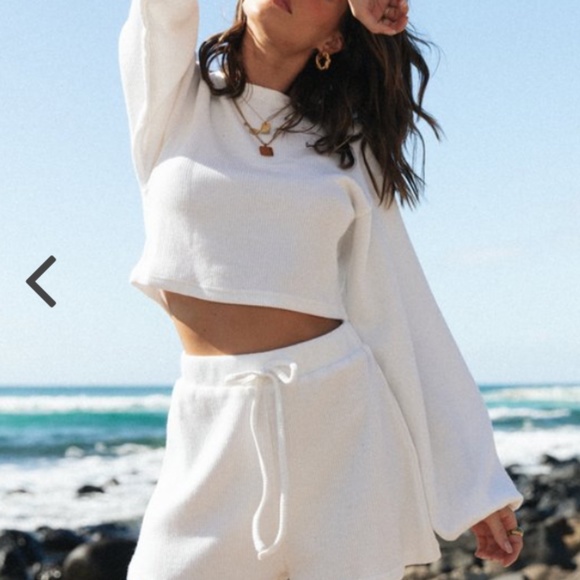 Mura Boutique Pants - White Knit Lounge Shorts